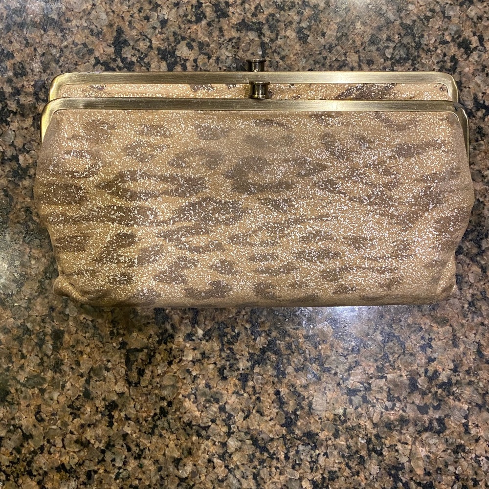 Leopard & gold fleck suede Lauren hobo wallet